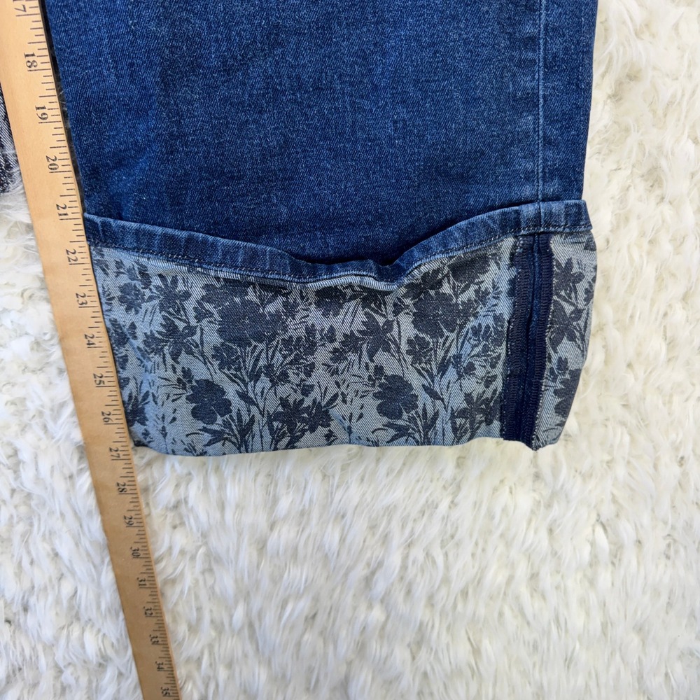 Gap High Rise Stride Jeans 31‎ 12S Blue Floral Cuff Wide Leg Boho Cottagecore - Picture 6 of 9